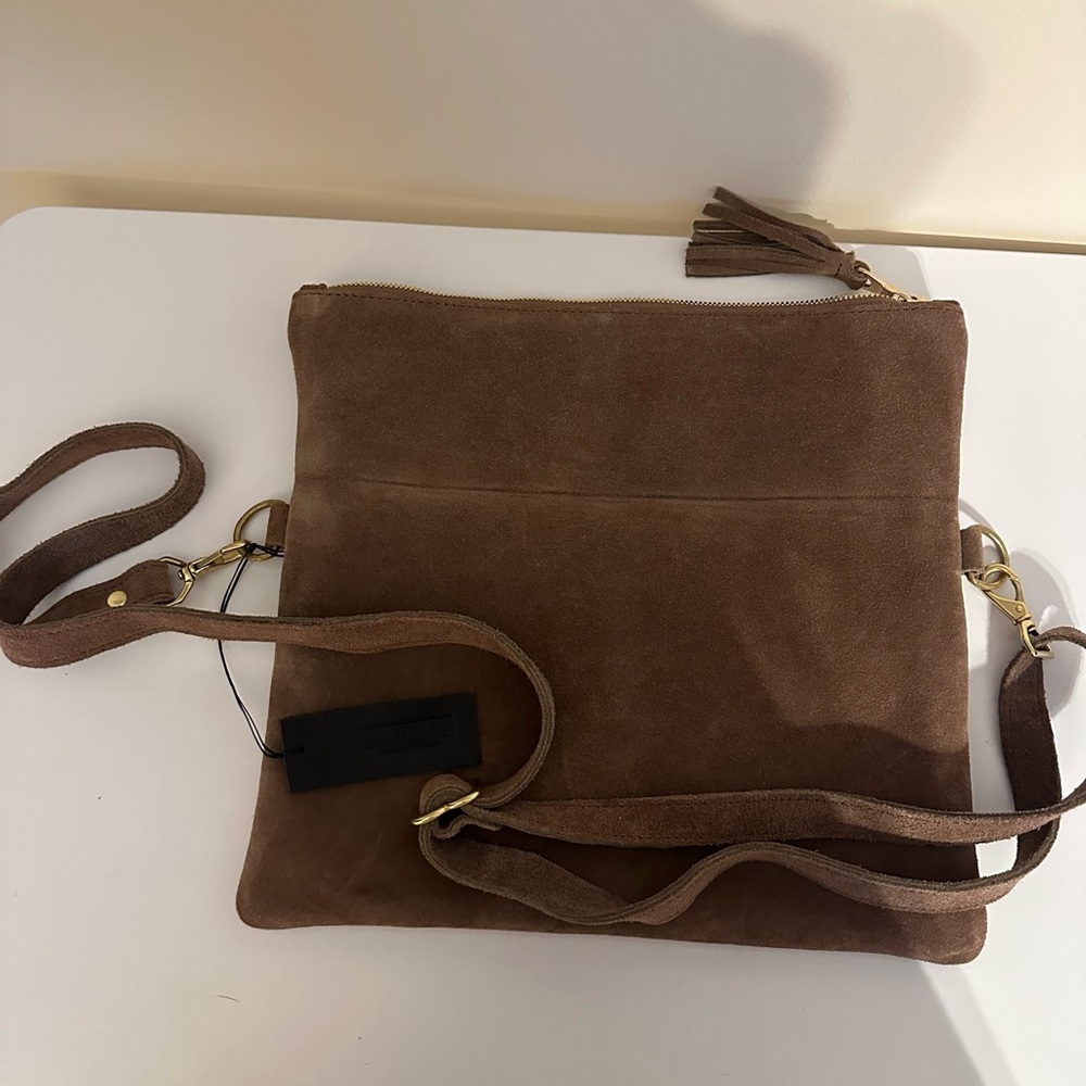 NWT Parker Clay Brown Suede Crossbody Bag